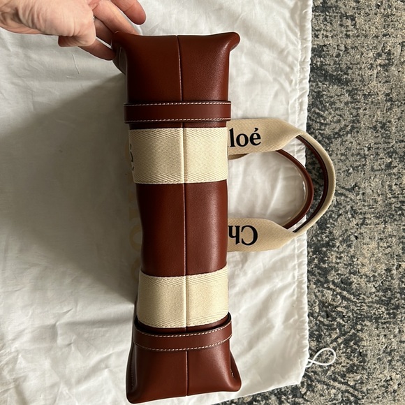 Chloe Brown Tote Bag with Cream Straps - Picture 15 of 16